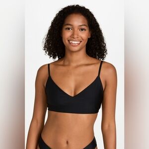 Summersalt Black Bikini Top Size 10 V Neck Minimal Swim Classic